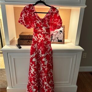 Free the Roses Red and White Maxi Dress